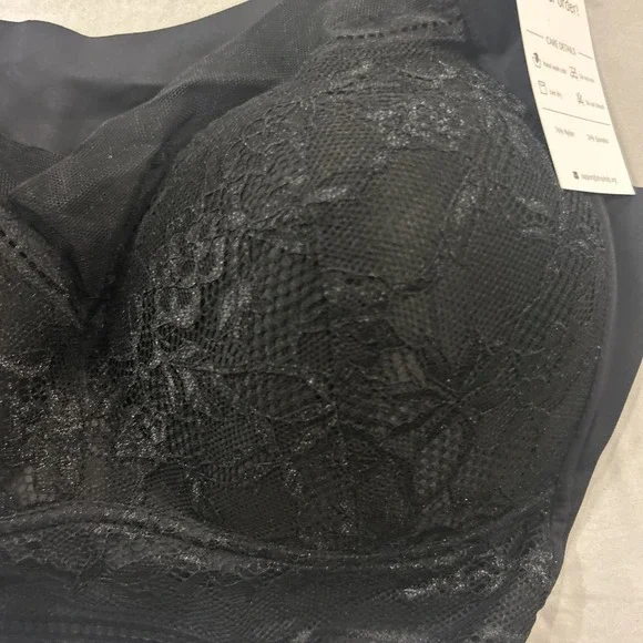 Zen Chic Bra Size 3XL Wireless Lace Pushup Padded Black New With Tags - Picture 3 of 8